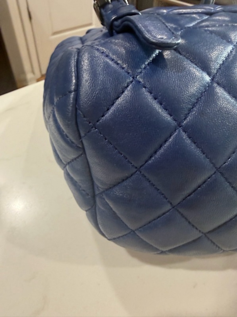 CHANEL Quilted Lambskin Backpack in Blue with Silver Hardware - Picture 6 of 8